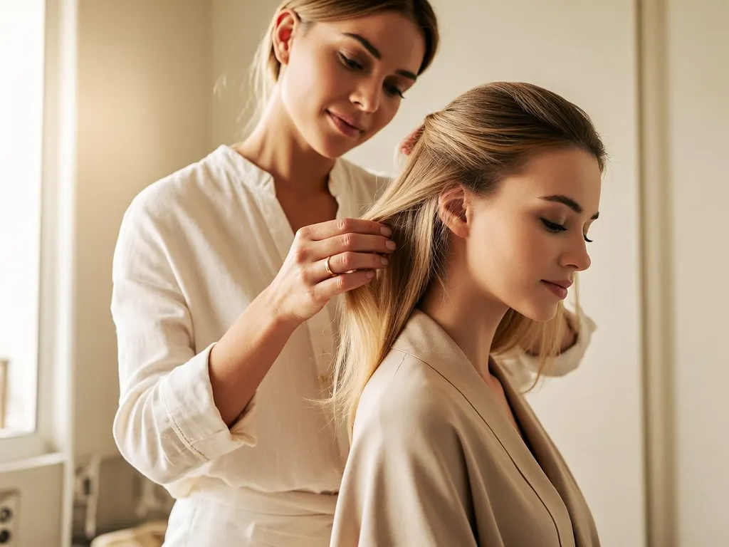 Stylistka przy pracy z zadowoloną klientką w salonie