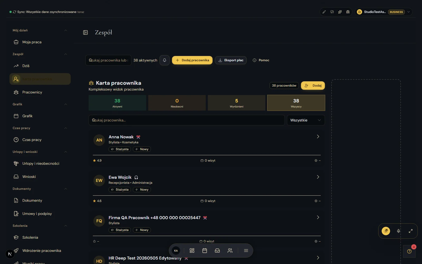 Asystio HR schedule screenshot with planned shifts and schedule publishing tools