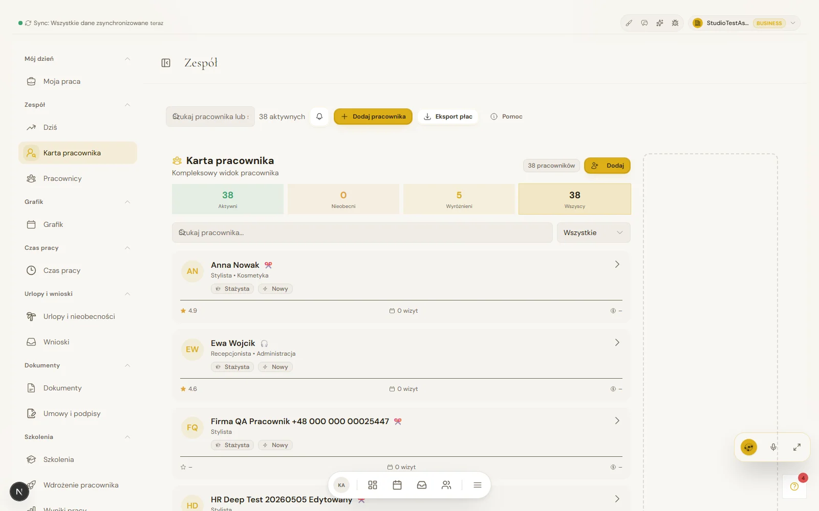 Asystio HR schedule screenshot with planned shifts and schedule publishing tools