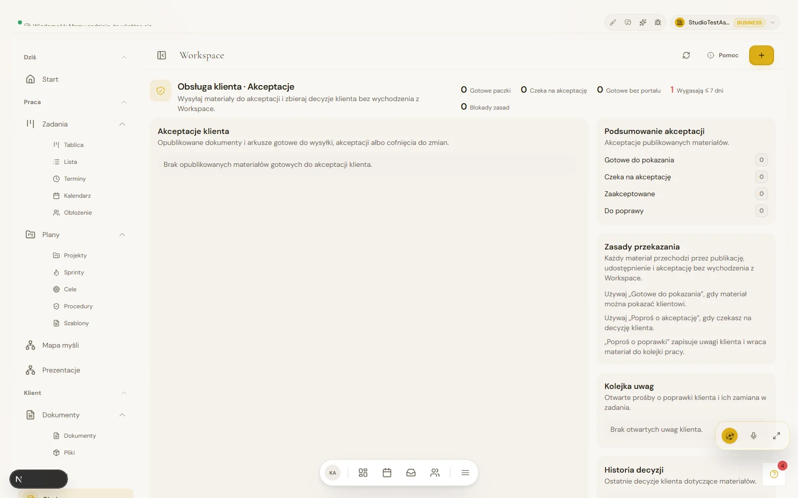 Automatyzacje Asystio z akceptacja dzialan po wizycie